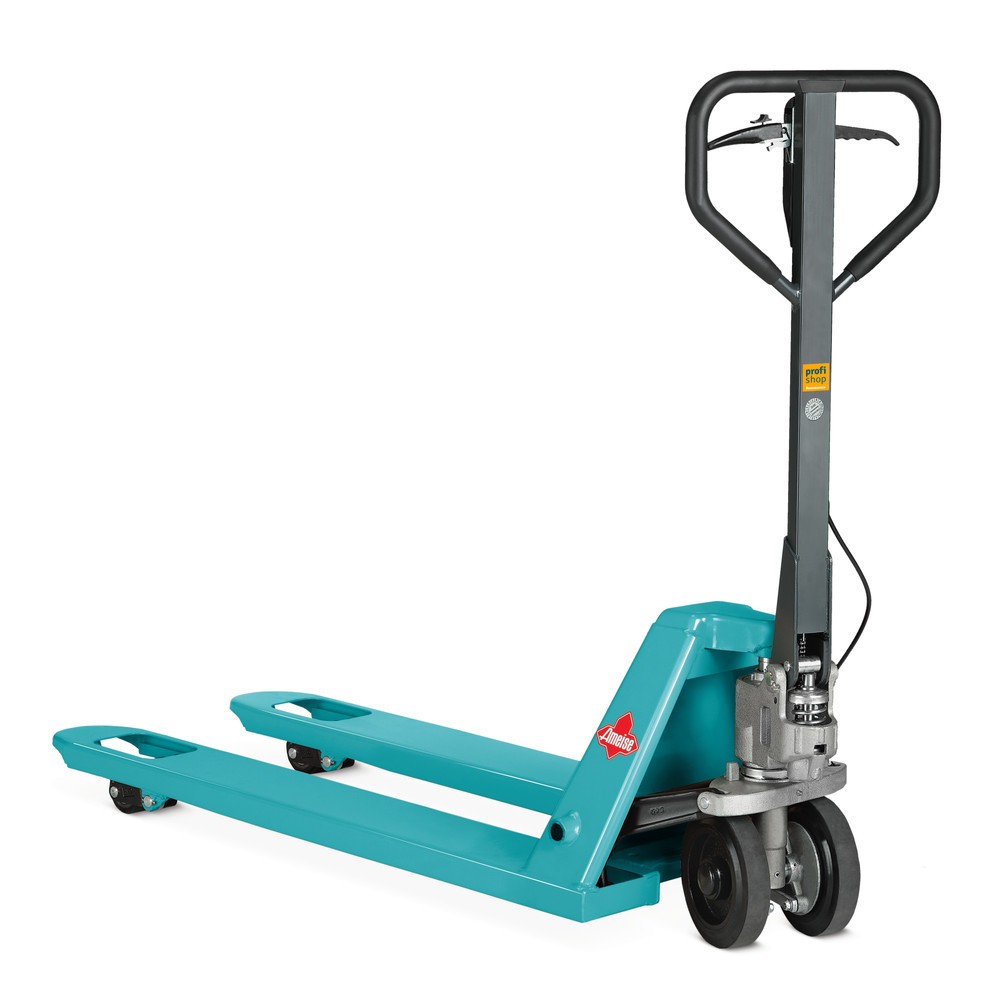 Ameise® PTM 2.5 hand pallet truck with handbrake, capacity 2,500 kg, fork length 1,150 mm, solid rubber / polyurethane, tandem rollers