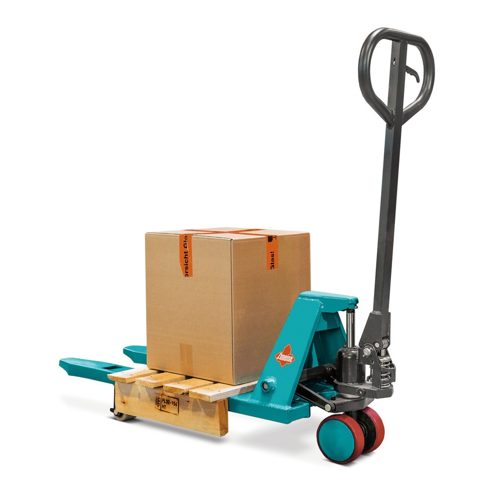 Ameise® PTM 0.5 mini hand pallet truck, capacity 500 kg, fork length 800 mm, polyurethane/nylon