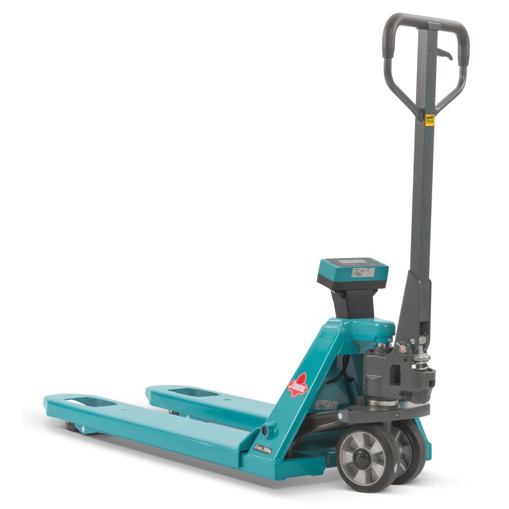 Product image: Ameise® PTM 2.0 Scale pallet truck with weighing scale, 1 kg increments, load capacity 2,000 kg, tandem rollers