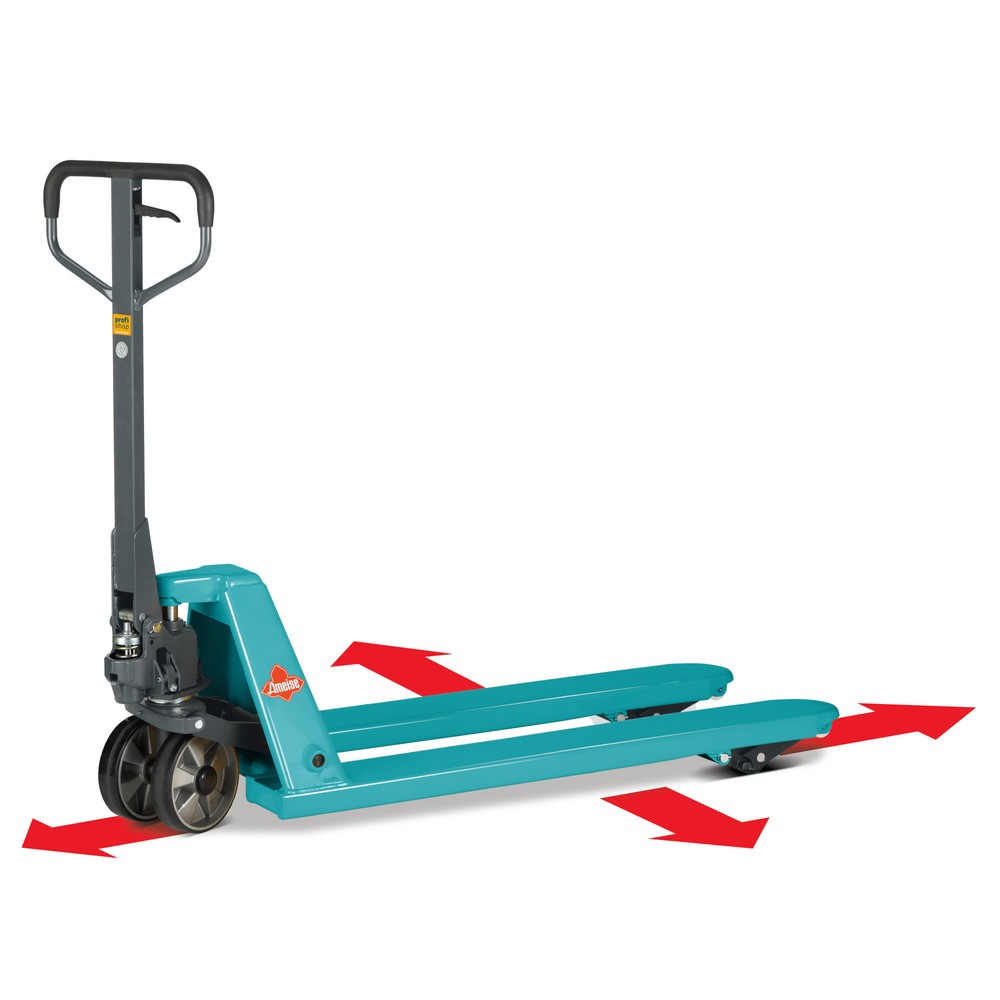 Product image: Ameise® PTM 2.5 Cross 4-way hand pallet truck, load capacity 2,500/1,500 kg, fork length 1,150 mm, polyurethane