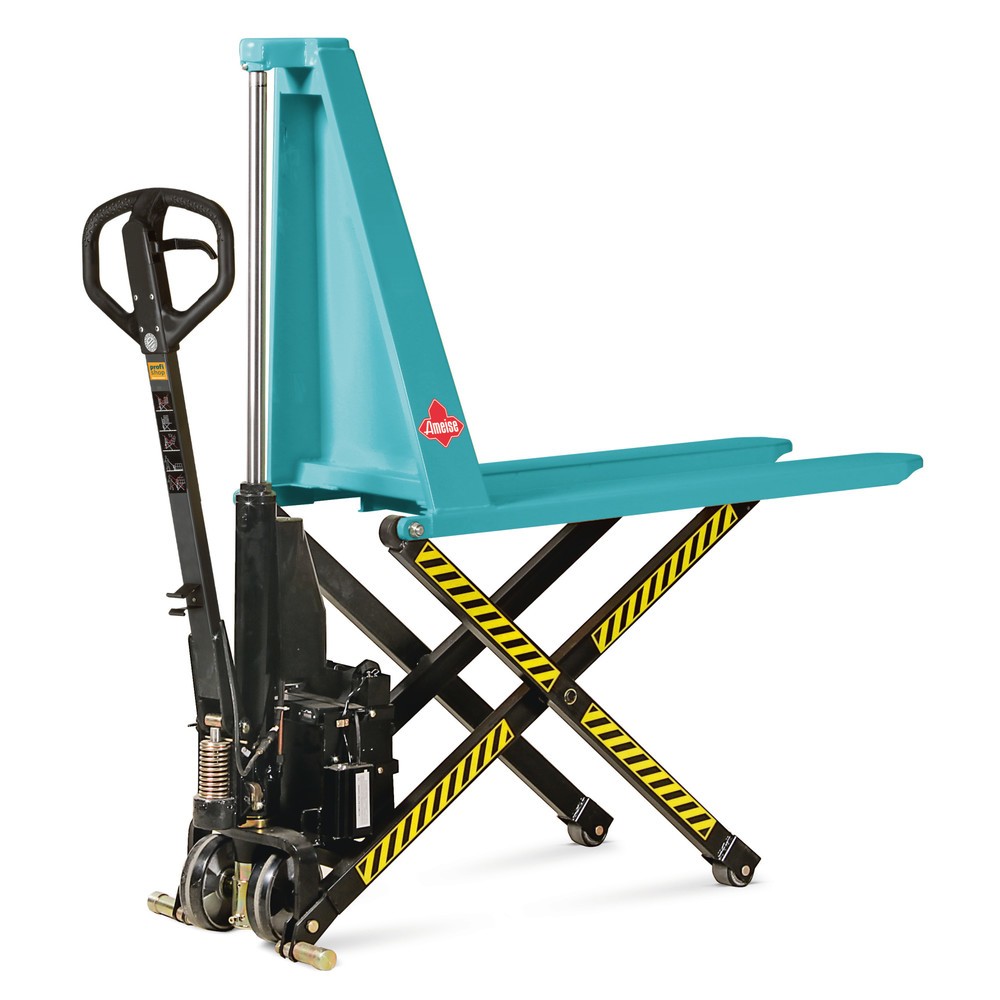 Ameise® PTM 1.0 scissor lift pallet truck, electro-hydraulic, capacity 1,000 kg, fork length 1,150 mm, polyurethane/nylon