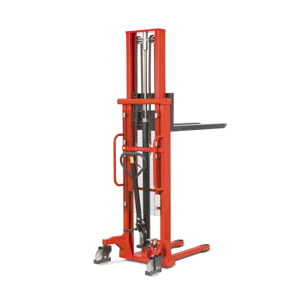 Product image: BASIC PSM 1.0 hydraulic stacker truck with two-stage telescopic mast, lift height 2,000 mm, load capacity 1,000 kg