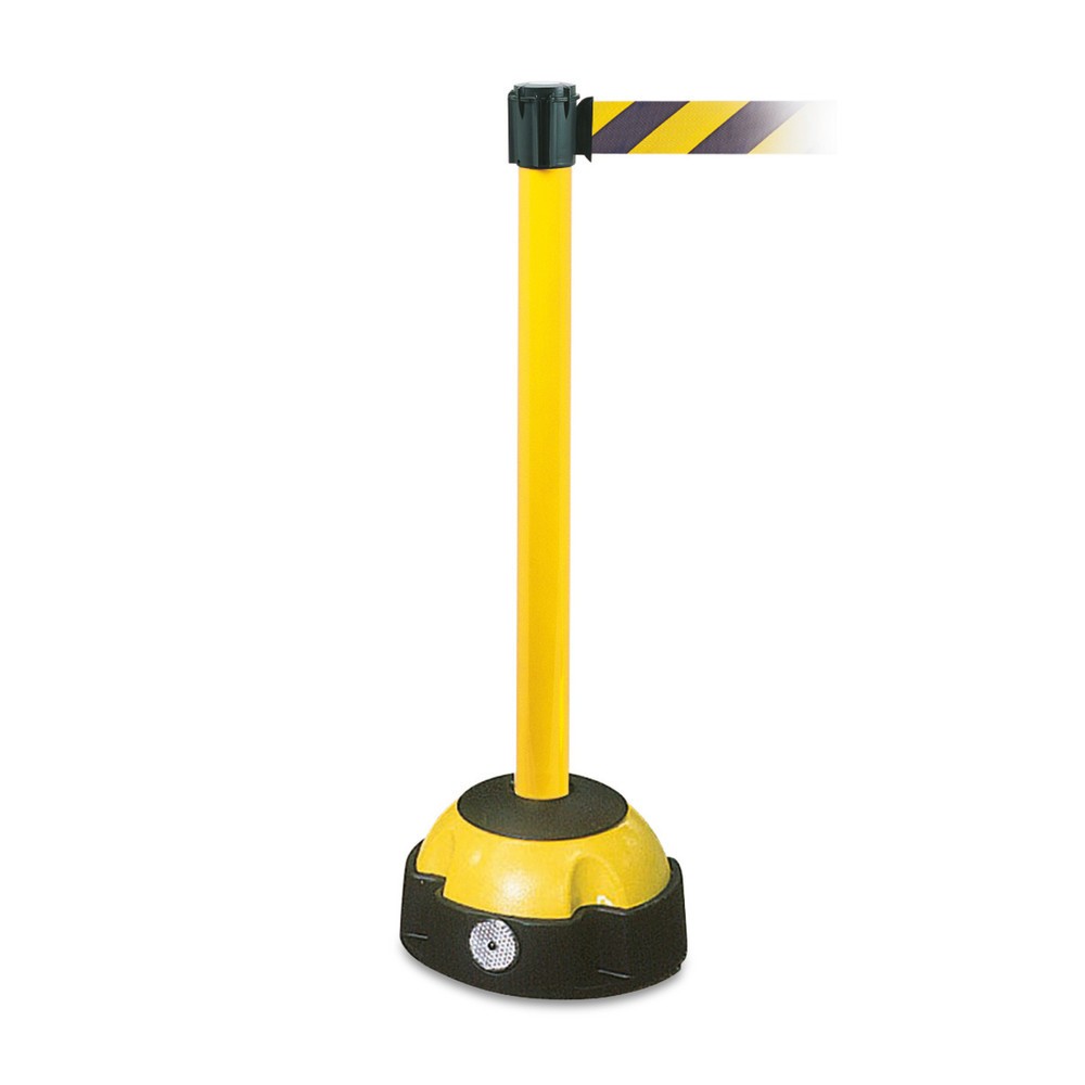 Belt warning stand, stand yellow, belt yellow/black