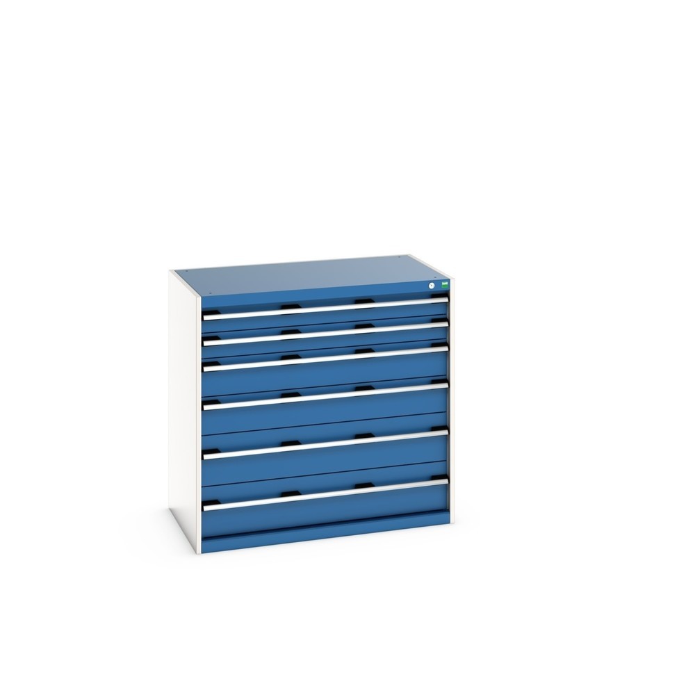 bott cubio drawer cabinet, drawers 2x100 + 2x150 x 2x200 mm, capacity 75 kg each, width 1050 mm, gentian blue