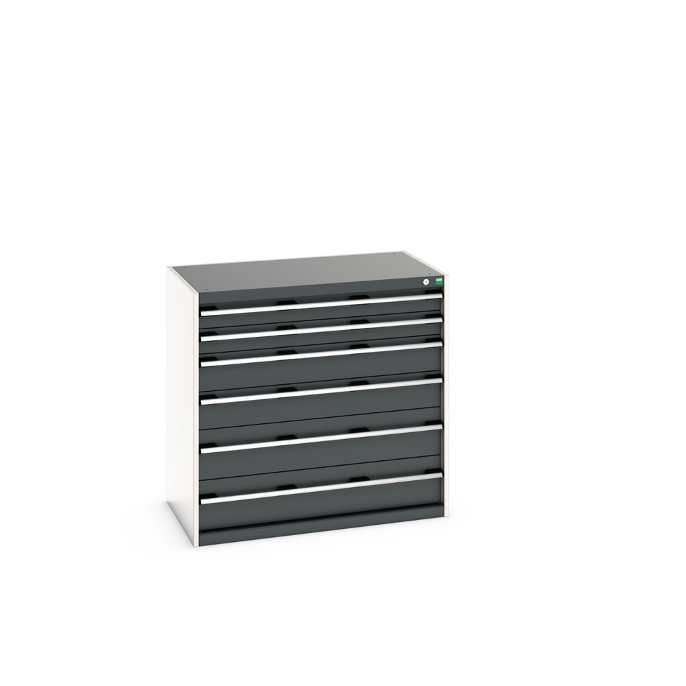 bott cubio drawer cabinet, drawers 2 x 100 + 2 x 150 x 2 x 200 mm, capacity 75 kg each, width 1050 mm, anthracite grey