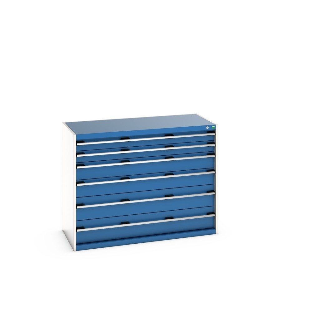 bott cubio drawer cabinet, drawers 2x100 + 2x150 x 2x200 mm, capacity 75 kg each, width 1300 mm, gentian blue