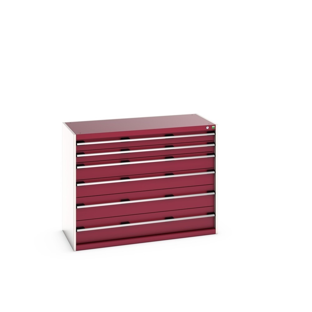 bott cubio drawer cabinet, drawers 2 x 100 + 2 x 150 + 2 x 200 mm, capacity 200 kg each, width 1300 mm, purple red