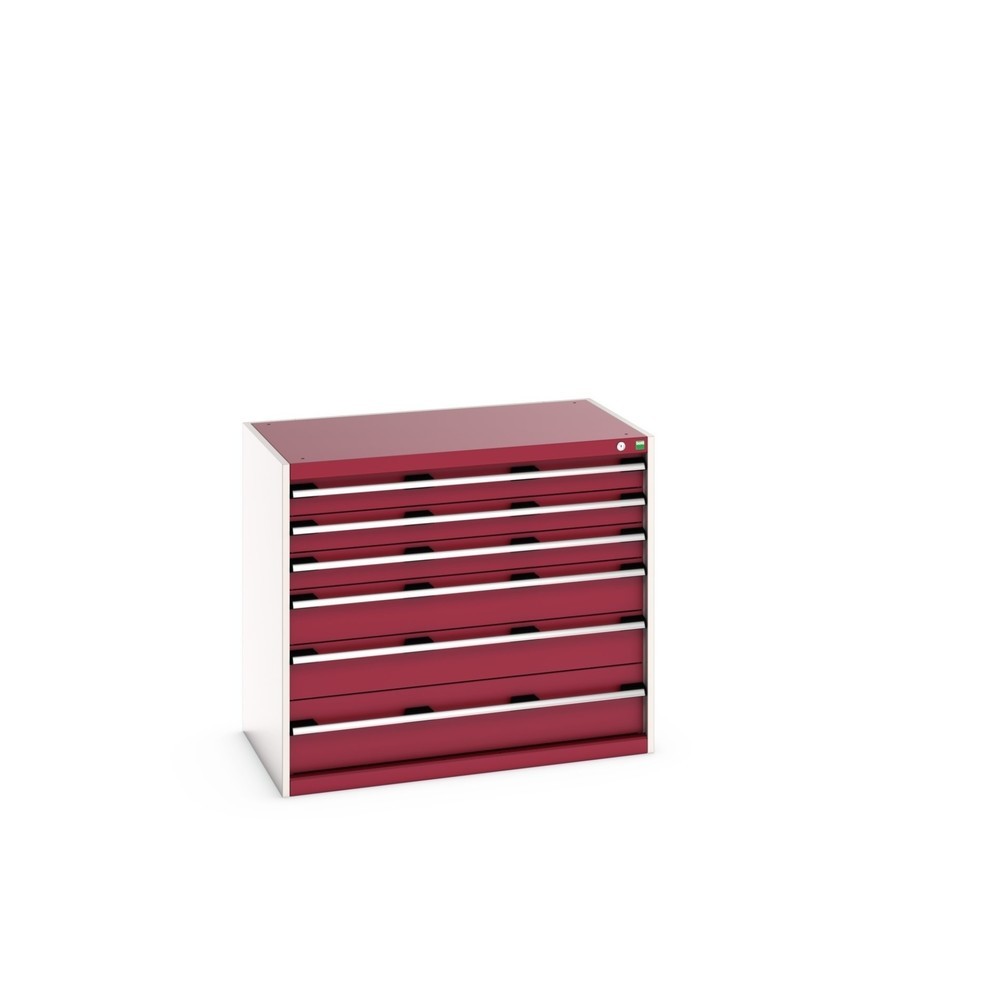 bott cubio drawer cabinet, drawers 3 x 100 + 2 x 150 x 1 x 200 mm, capacity 75 kg each, width 1050 mm, purple red