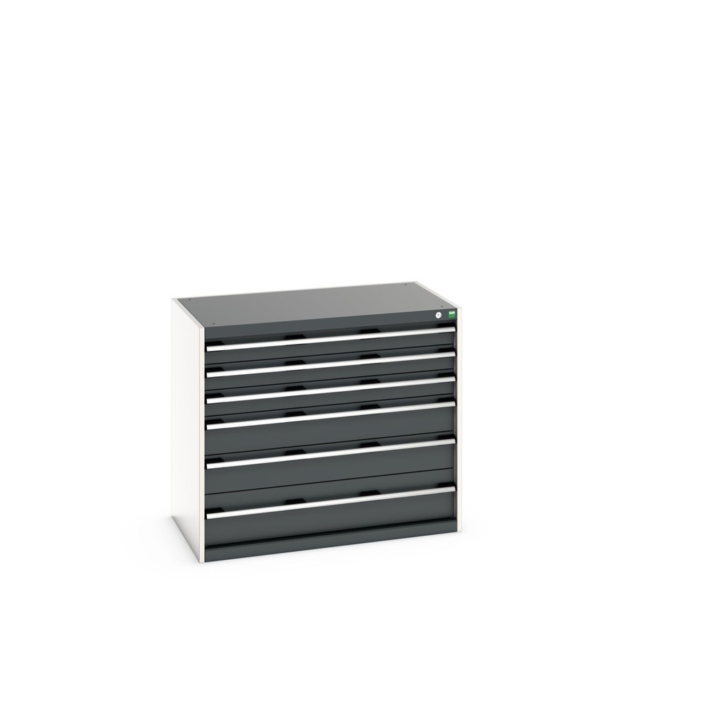 bott cubio drawer cabinet, drawers 3 x 100 + 2 x 150 x 1 x 200 mm, capacity 75 kg each, width 1050 mm, anthracite grey