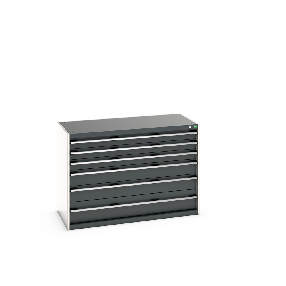 bott cubio drawer cabinet, drawers 3 x 100 + 2 x 150 x 1 x 200 mm, capacity 75 kg each, width 1300 mm, anthracite grey