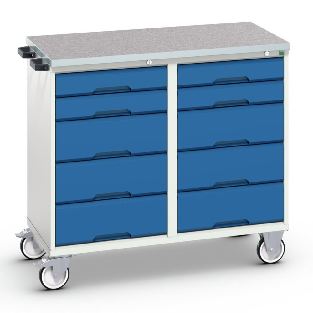 Product image: bott verso assembly trolley with 10 drawers and linoleum top, WxDxH: 1050 x 600 x 980 mm