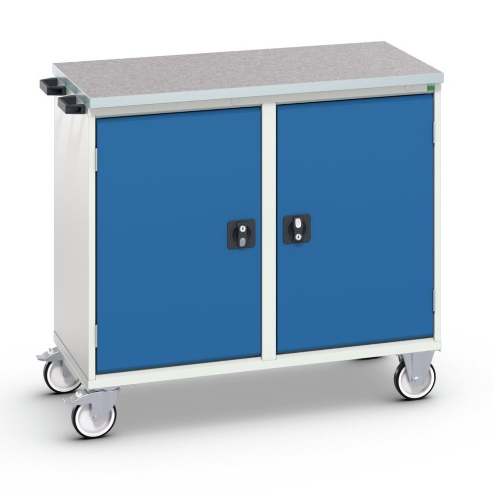 bott verso assembly trolley with 2 doors, shelves and linoleum top, WxDxH: 1050 x 600 x 980 mm