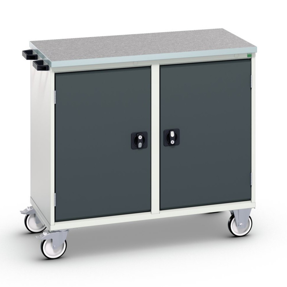 bott verso assembly trolley with 2 doors, shelves and linoleum top, WxDxH: 1050 x 600 x 980 mm