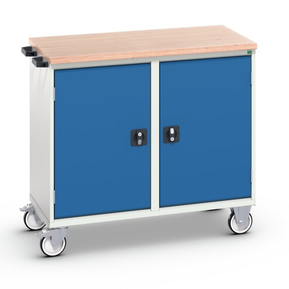 bott verso assembly trolley with 2 doors, shelves and multiplex top, WxDxH: 1050 x 600 x 980 mm