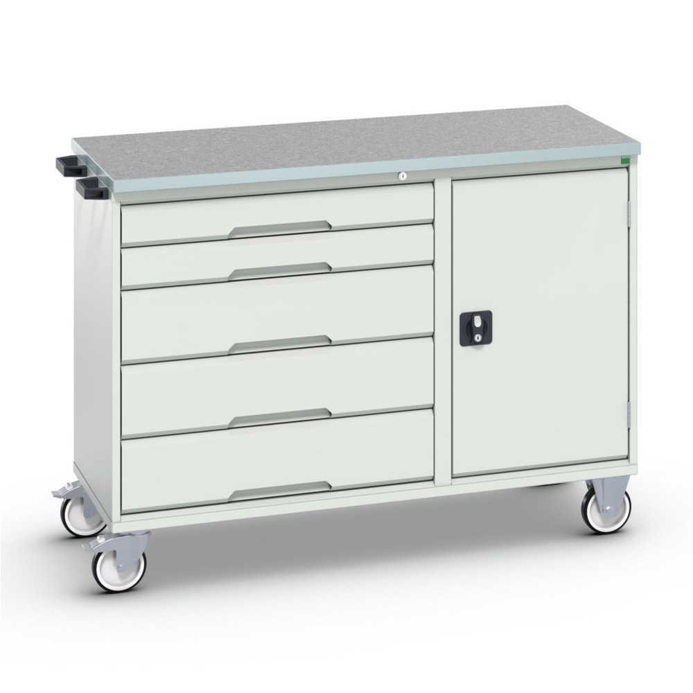 bott verso assembly trolley with 5 drawers, door and linoleum top