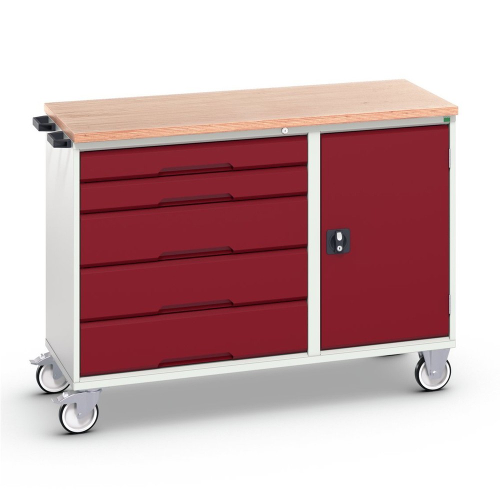 bott verso assembly trolley with 5 drawers, door and multiplex top