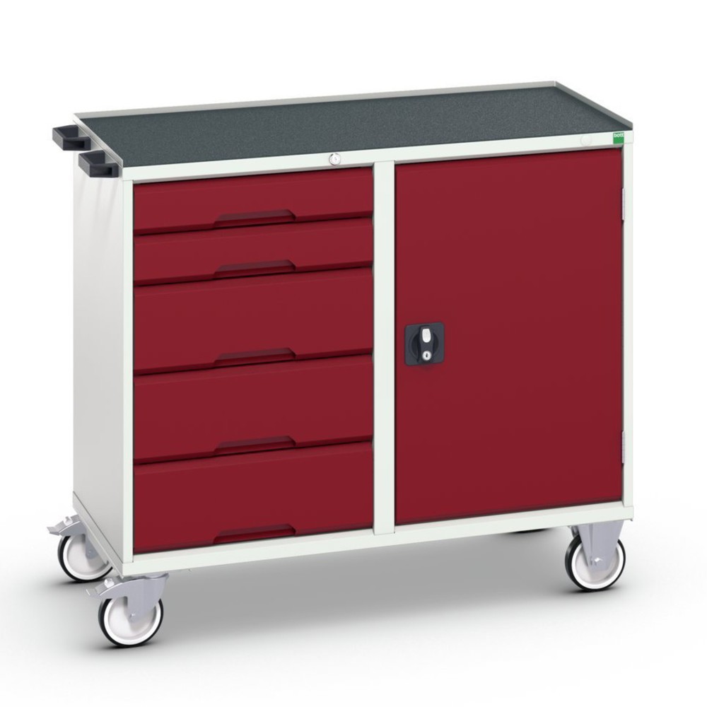 bott verso assembly trolley with 5 drawers, door and raised edge