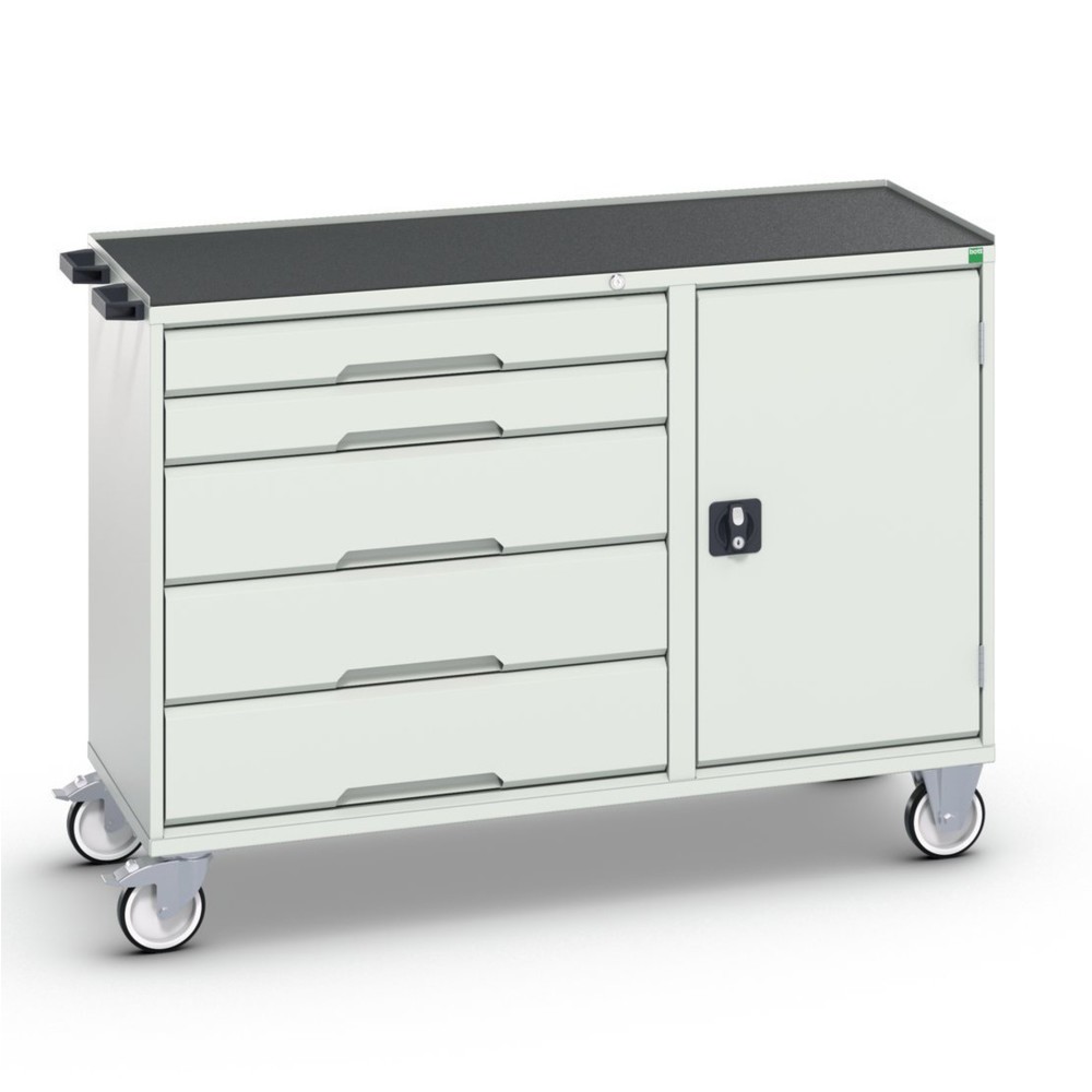 bott verso assembly trolley with 5 drawers, door and raised edge