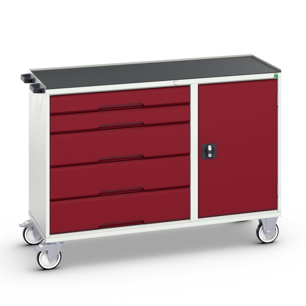 bott verso assembly trolley with 5 drawers, door and raised edge