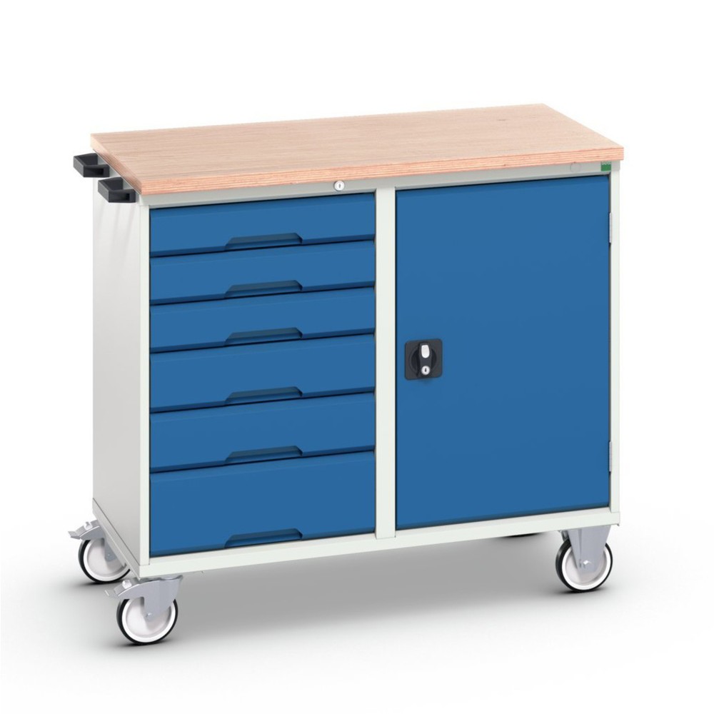 Product image: bott verso assembly trolley with 6 drawers, door and multiplex top, WxDxH: 1050 x 600 x 980 mm