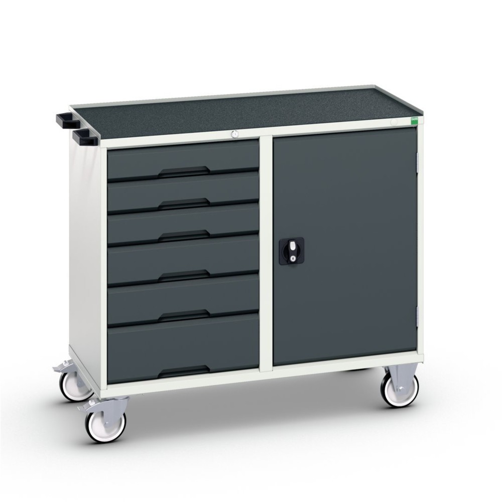 bott verso assembly trolley with 6 drawers, door and raised edge, WxDxH: 1050 x 550 x 965 mm