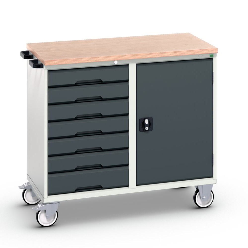 Product image: bott verso assembly trolley with 7 drawers, door and multiplex top, WxDxH: 1050 x 600 x 980 mm