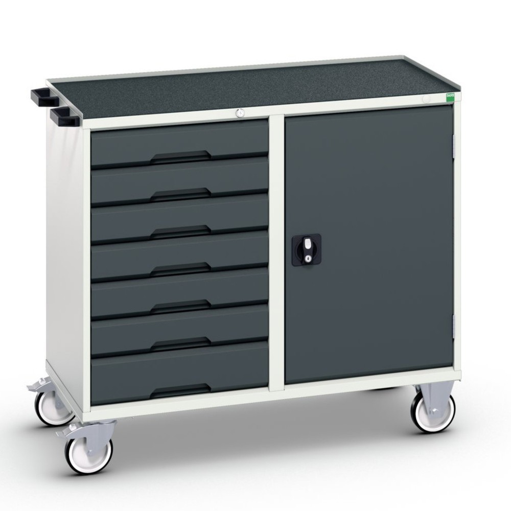 bott verso assembly trolley with 7 drawers, door and raised edge, WxDxH: 1050 x 550 x 965 mm