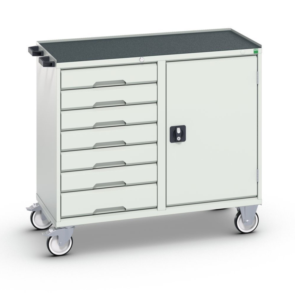 bott verso assembly trolley with 7 drawers, door and raised edge