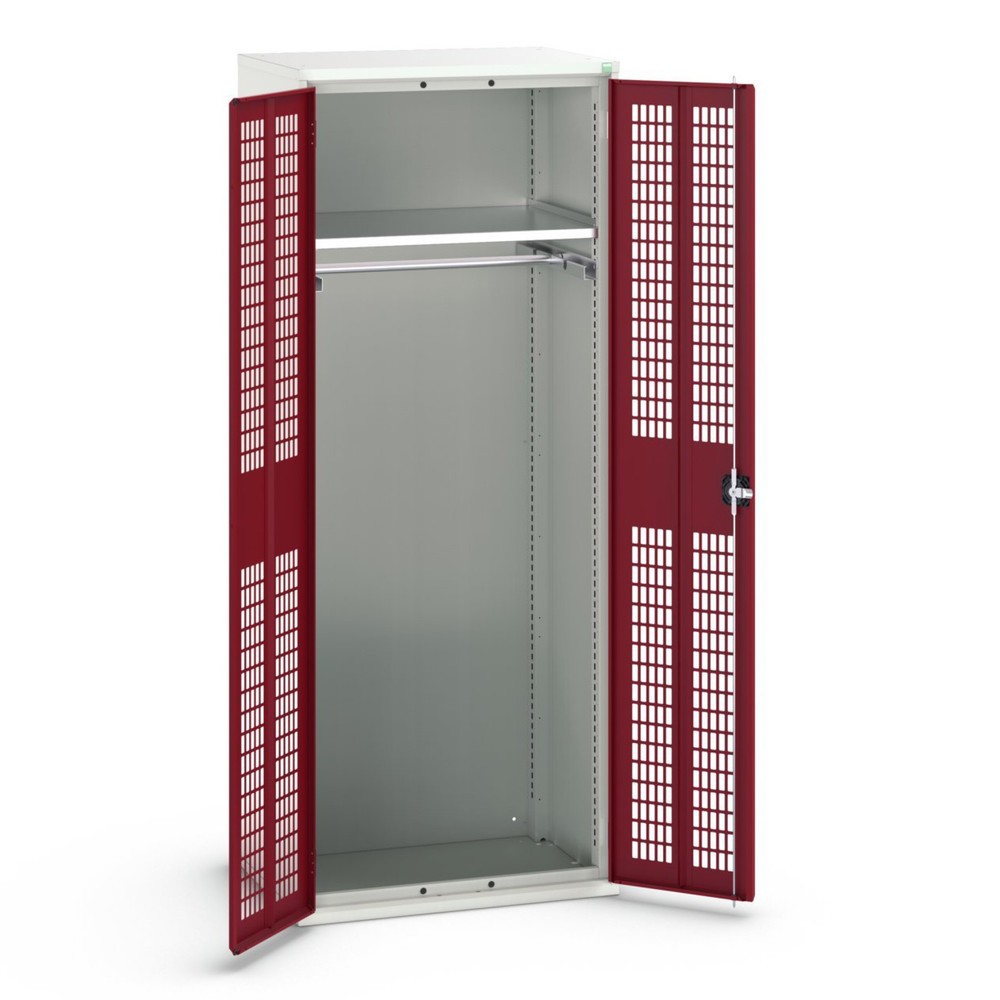 bott verso clothes locker with ventilation, with 1 shelf and 1 clothes rail, WxDxH: 800 x 550 x 2000 mm