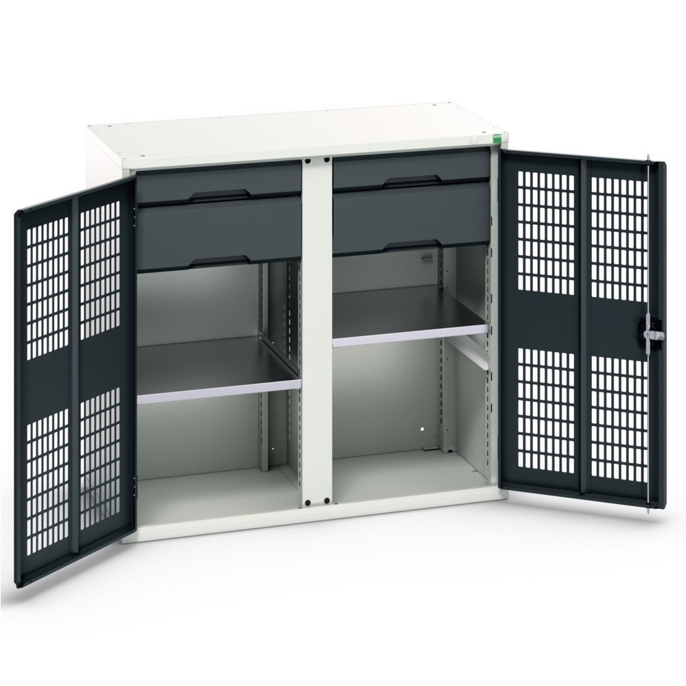 Product image: bott verso clothes locker with ventilation, with 2 shelves, 4 drawers, partition, WxDxH: 1050 x 550 x 1000 mm