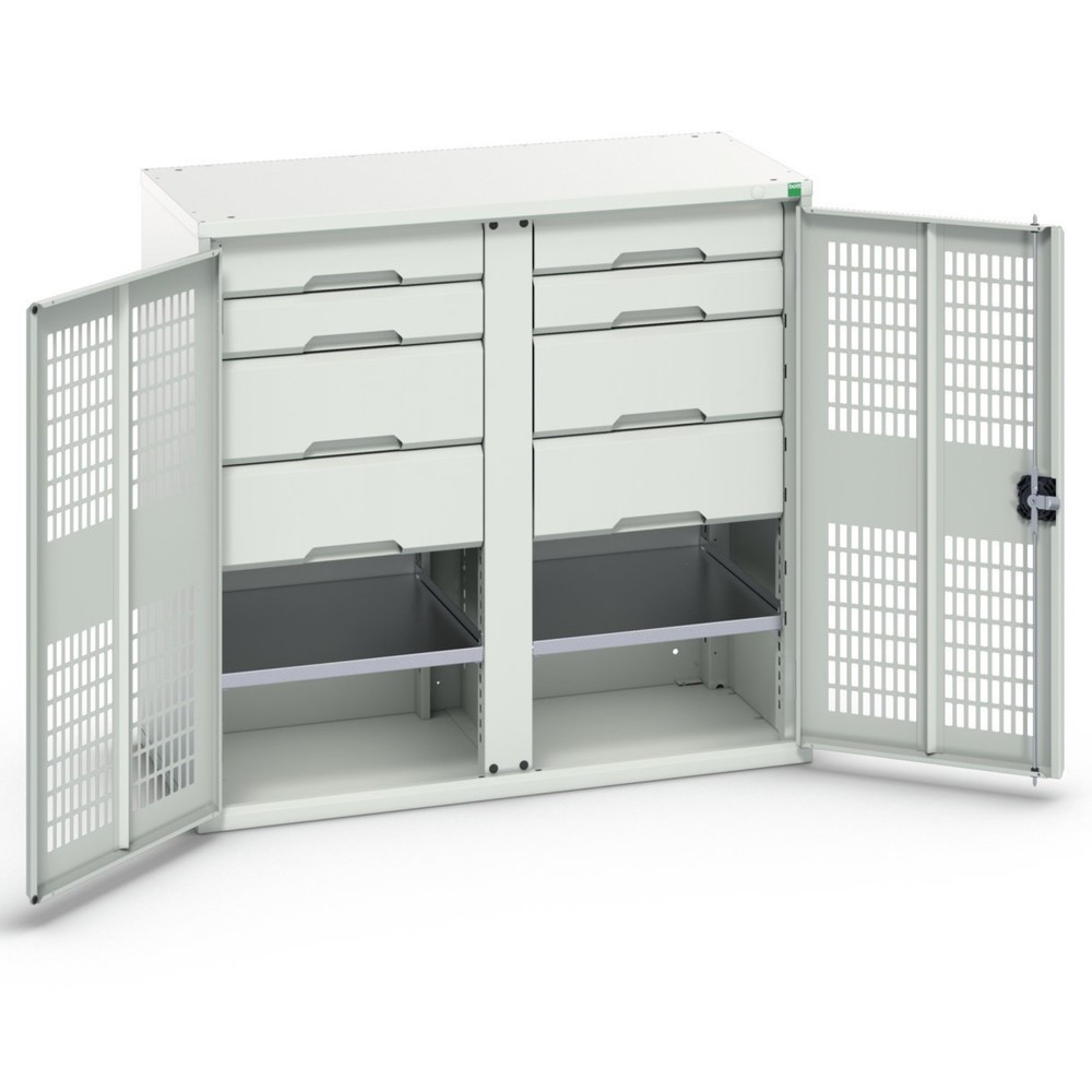 bott verso clothes locker with ventilation, with 2 shelves, 8 drawers, partition, WxDxH: 1050 x 550 x 1000 mm