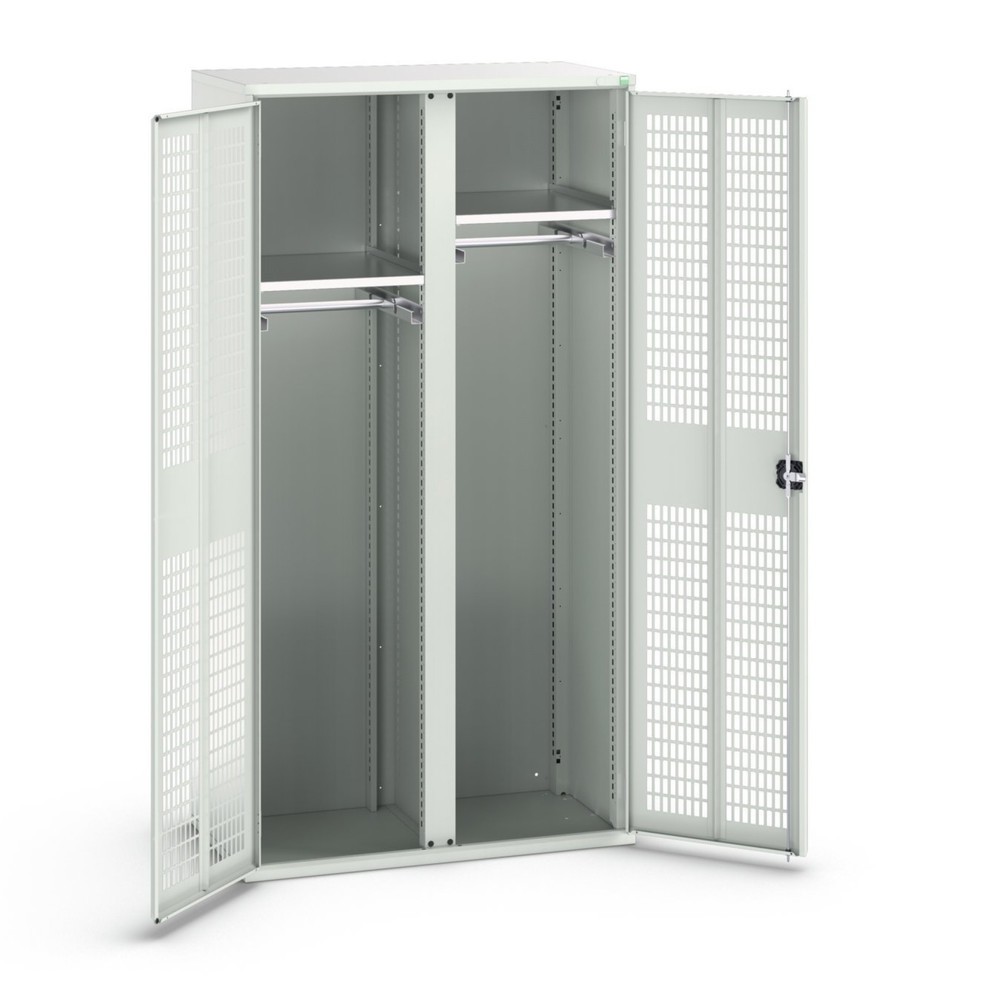 Product image: bott verso clothes locker with ventilation, with 2 shelves and partition, WxDxH: 1050 x 550 x 2000 mm