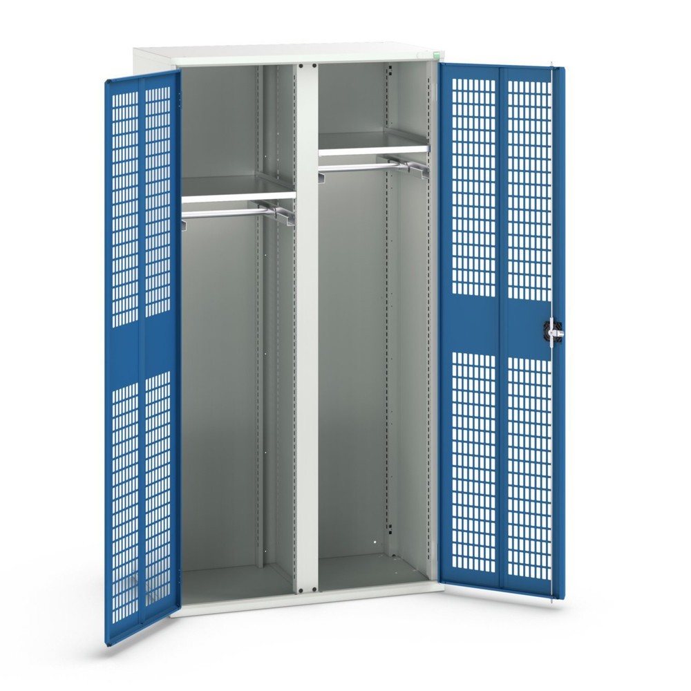 bott verso clothes locker with ventilation, with 2 shelves and partition, WxDxH: 1050 x 550 x 2000 mm