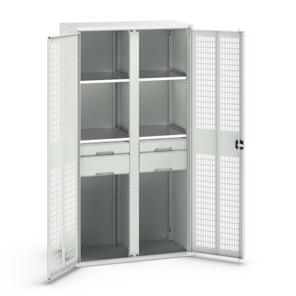 bott verso clothes locker with ventilation, with 4 shelves and 4 drawers, WxDxH: 1050 x 550 x 2000 mm