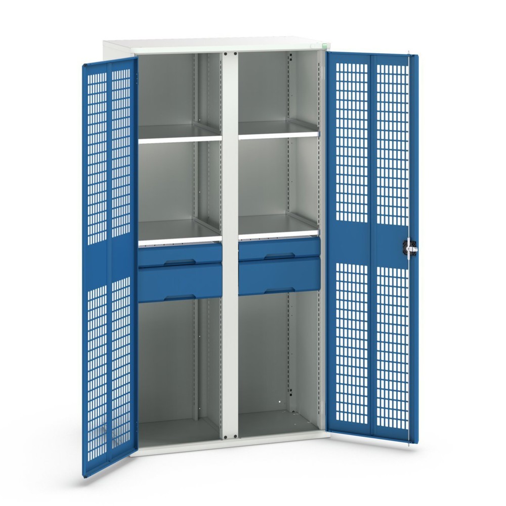 bott verso clothes locker with ventilation, with 4 shelves and 4 drawers, WxDxH: 1050 x 550 x 2000 mm