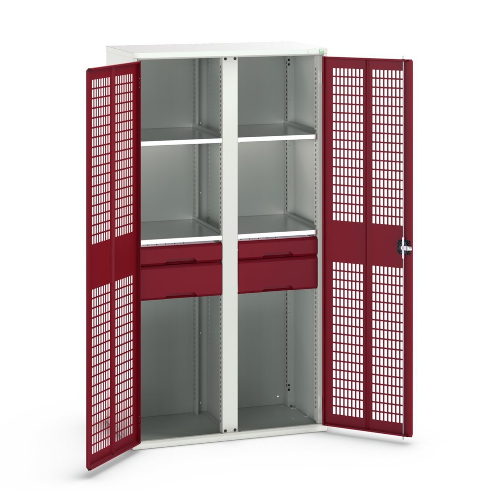 bott verso clothes locker with ventilation, with 4 shelves and 4 drawers, WxDxH: 1050 x 550 x 2000 mm