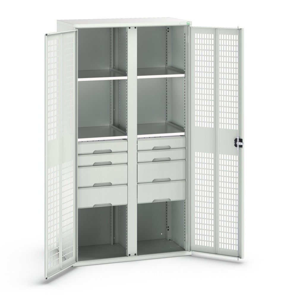 bott verso clothes locker with ventilation, with 4 shelves and 8 drawers, WxDxH: 1050 x 550 x 2000 mm