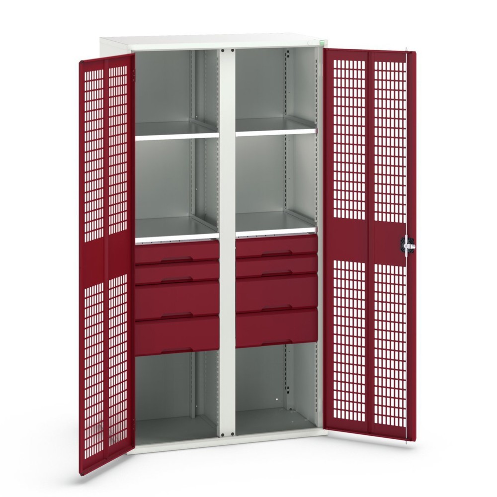 bott verso clothes locker with ventilation, with 4 shelves and 8 drawers, WxDxH: 1050 x 550 x 2000 mm