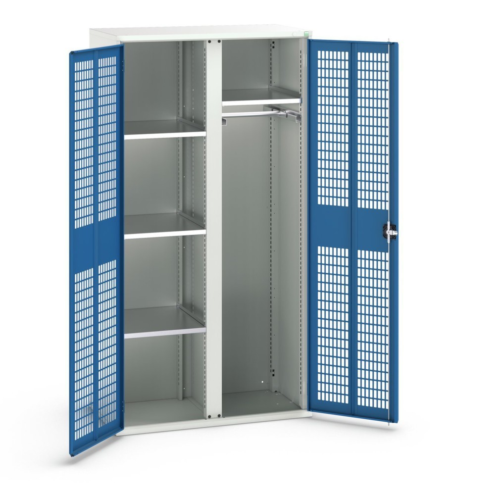 bott verso clothes locker with ventilation, with 4 shelves and partition, WxDxH: 1050 x 550 x 2000 mm