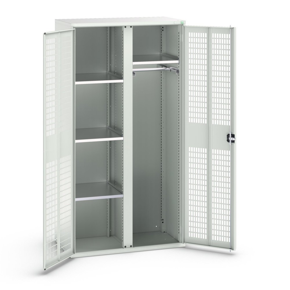 bott verso clothes locker with ventilation, with 4 shelves and partition, WxDxH: 1050 x 550 x 2000 mm