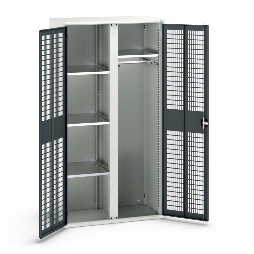 bott verso clothes locker with ventilation, with 4 shelves and partition, WxDxH: 1050 x 550 x 2000 mm