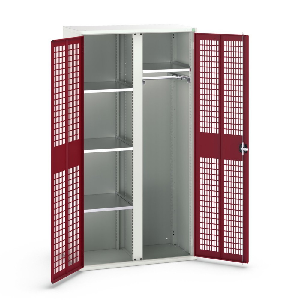 bott verso clothes locker with ventilation, with 4 shelves and partition, WxDxH: 1050 x 550 x 2000 mm