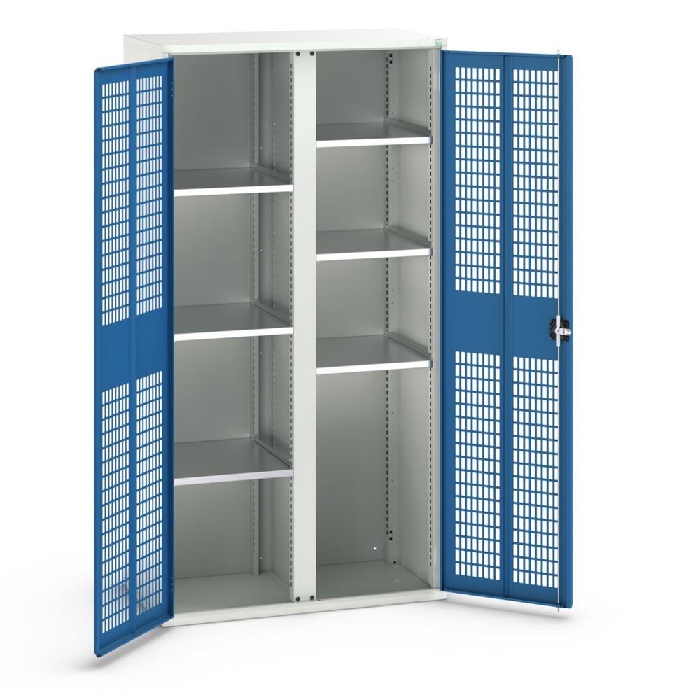 bott verso clothes locker with ventilation, with 6 shelves and partition, WxDxH: 1050 x 550 x 2000 mm