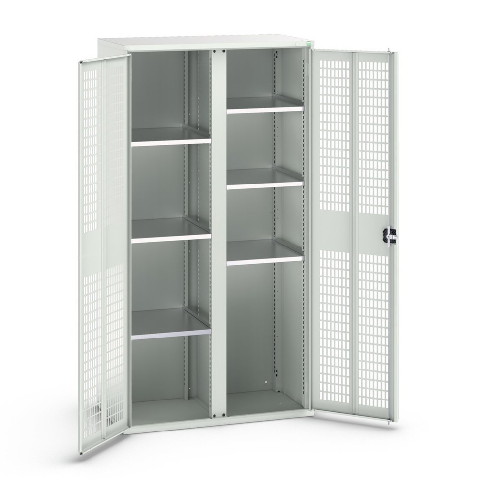 bott verso clothes locker with ventilation, with 6 shelves and partition, WxDxH: 1050 x 550 x 2000 mm