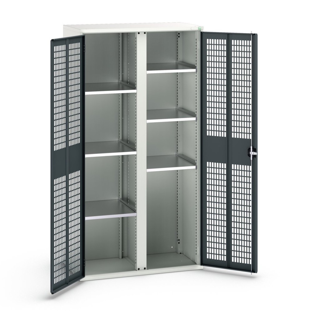 bott verso clothes locker with ventilation, with 6 shelves and partition, WxDxH: 1050 x 550 x 2000 mm