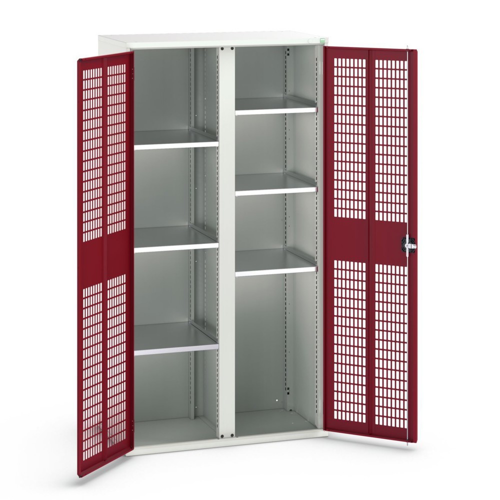 bott verso clothes locker with ventilation, with 6 shelves and partition, WxDxH: 1050 x 550 x 2000 mm