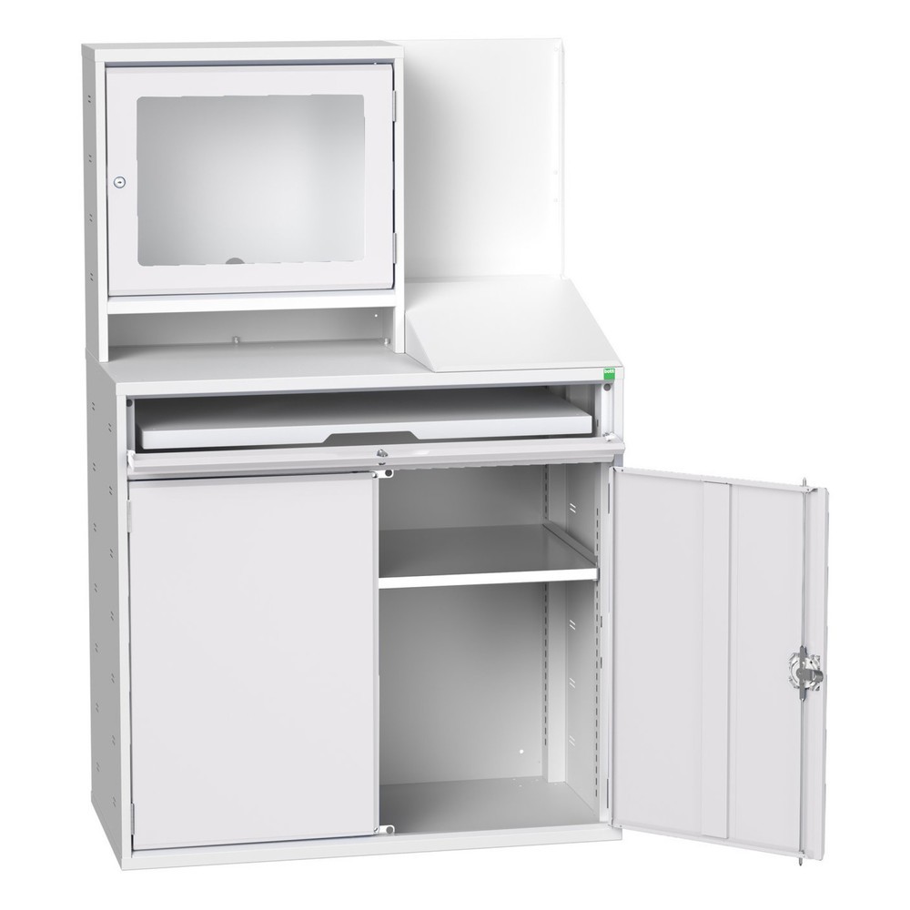 bott verso computer cabinet with screen compartment, wall cabinet, 1 shelf, 1 tray, WxDxH: 1050 x 550 x 1650 mm