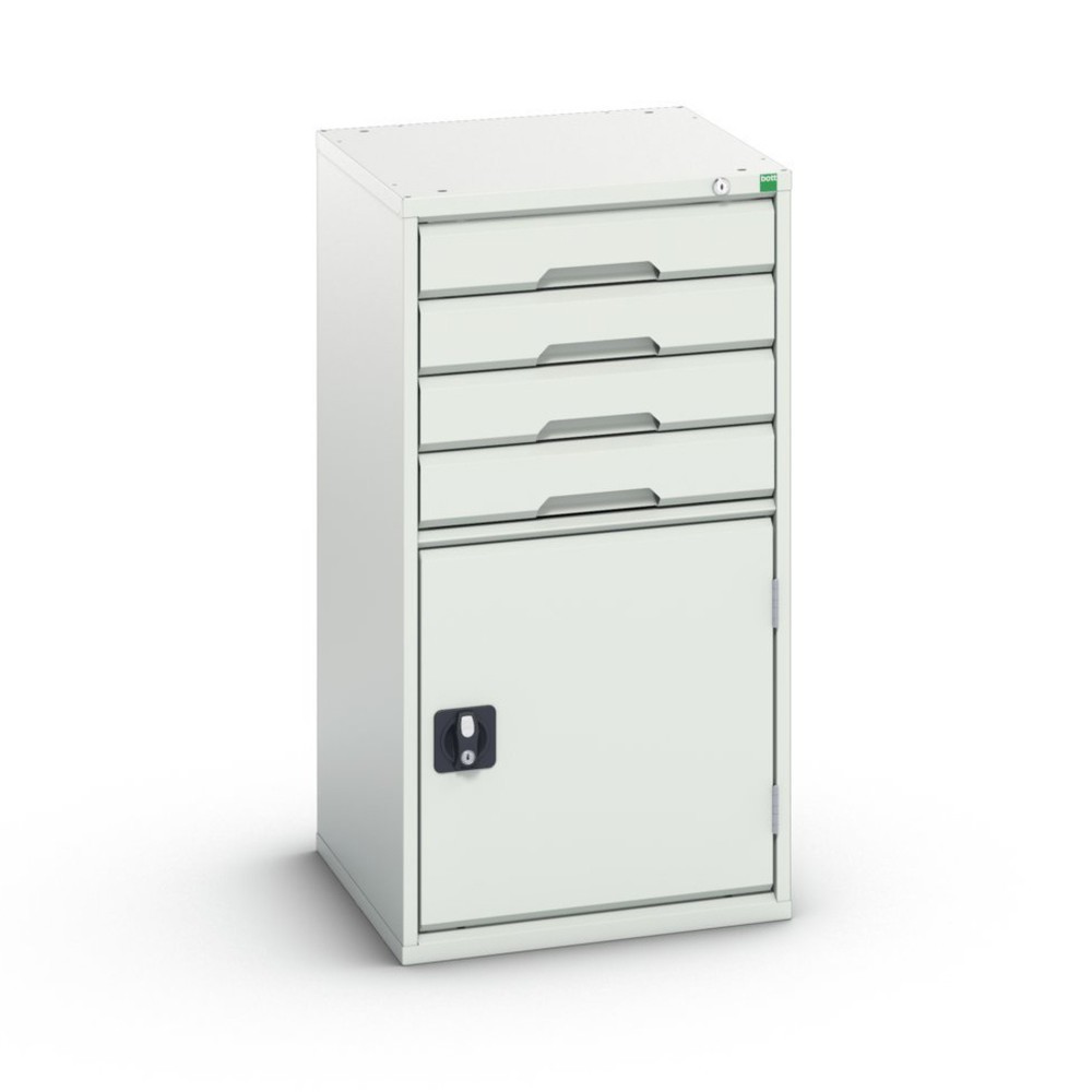 Product image: bott verso drawer cabinet with hinged door, with 4 drawers and shelf, WxDxH: 525 x 550 x 1000 mm