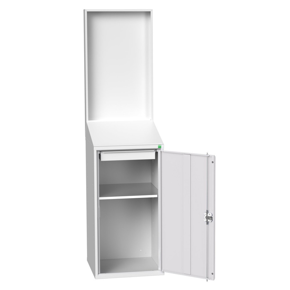 bott verso Economy desk with smooth rear panel, with 1 shelf, 1 drawer, WxDxH: 525 x 550 x 2000 mm