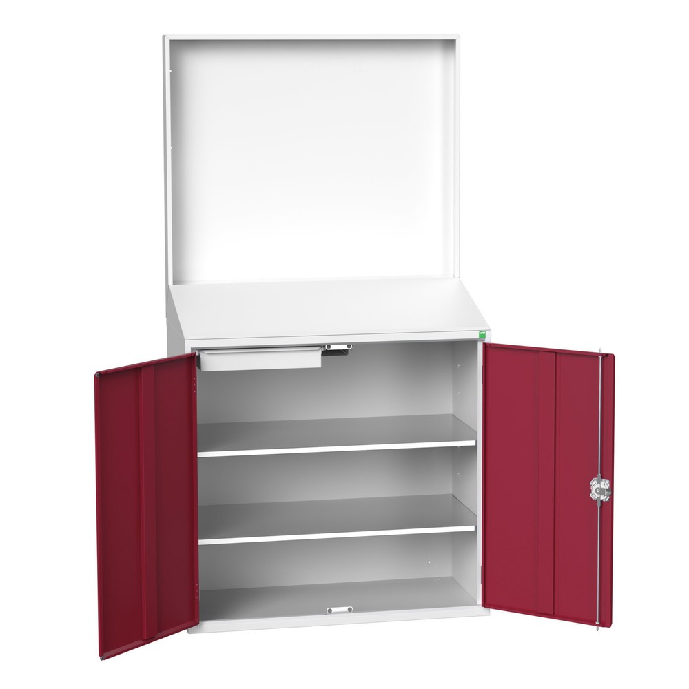 bott verso Economy desk with smooth rear panel, with 2 shelves, 1 drawer, WxDxH: 1050 x 550 x 2000 mm